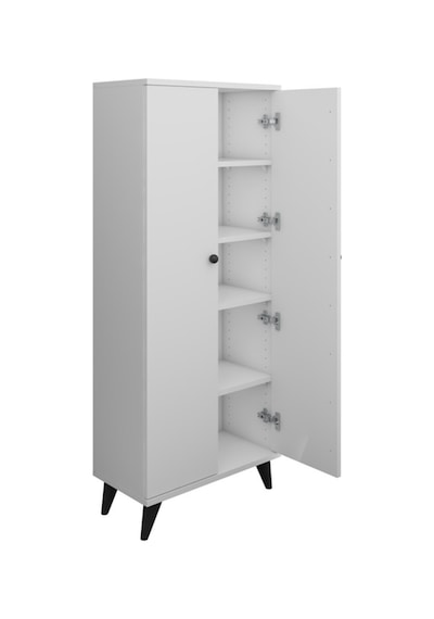 Simple Çok Amaçlı Dolap 5 Raflı 2 Kapaklı 60x30x176 Beyaz Beyaz