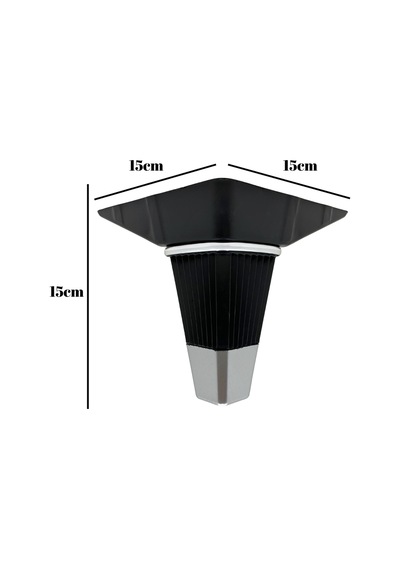 İrem Siyah Krom 15cm Plastik Ayak Mobilya Masa Ve Dolap Ayağı Siyah Krom 15cm 4 Adet Siyah