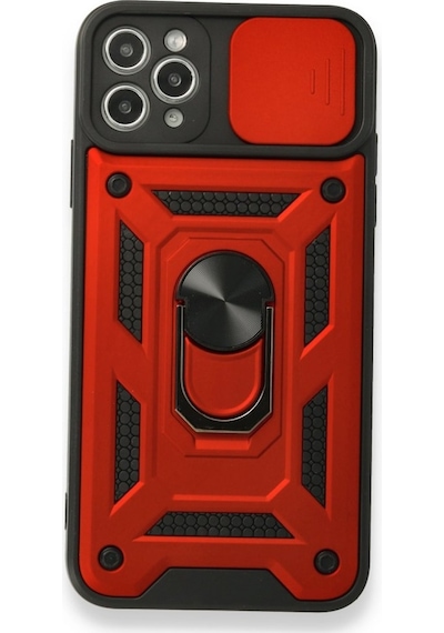 Apple Uyumlu iPhone 11 Pro Max Kılıf Pars Lens Yüzüklü Standlı Silikon Kılıf