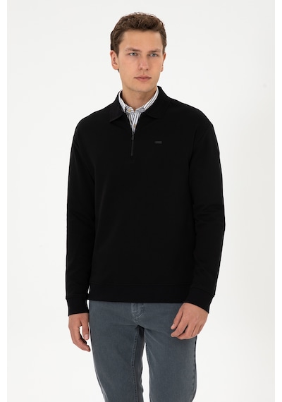 U.S. Polo Assn. Erkek Comfort Fit Yarım Fermuarlı Siyah Sweatshirt 50316484-VR046 U.S. Polo Assn. Erkek Comfort Fit Yarım Fermuarlı Siyah Sweatshirt 50316484-VR046