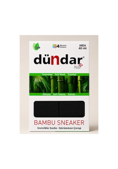 Dündar Çorap 12 Li Erkek Bambu Sneaker 4 Mevsim Nefes Alan Yumuşak Spor Ayakkabı Çorabı Siyah
