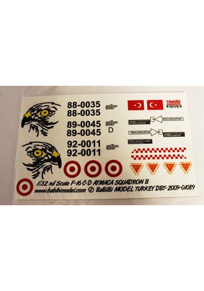 Babibi Dbt01089 1/32 Ölçek, Turaf F-16 C/d, 182.atmaca Filo, Dekal Çıkartma