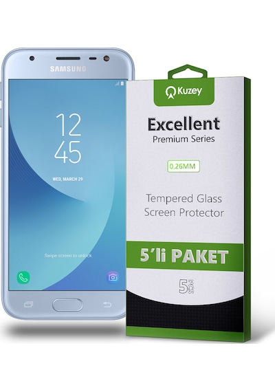 Samsung Galaxy J3 Pro ile Uyumlu Kırılmaz Temperli Ekran Koruyucu Cam Ekonomik 5'li Paket