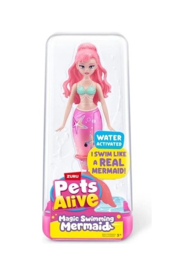 Zuru Pets Alive Magic Swimming Mermaid Su İle Çalışan Yüzen Deniz Kızı Oyuncak Bebek 1 Adet Pembe