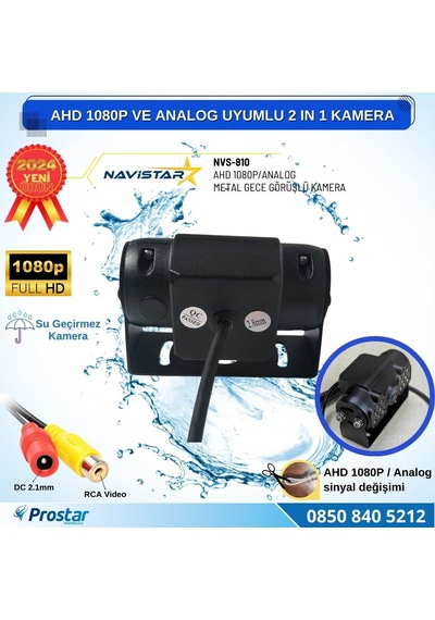 Ahd 1080p Ve Analog Pal Çevirilebilir 16 Ir Ledli Gece Görüşlü Full Hd Araç Kamerası