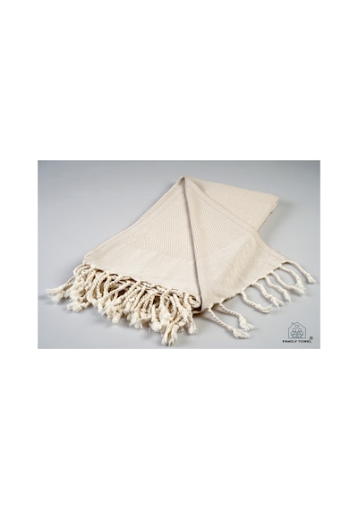 Peştemal %100 Doğal Pamuklu Türk Ev Tekstili Hamam - Banyo - Plaj - Spor Için 100x180 Cm 380gr Krem