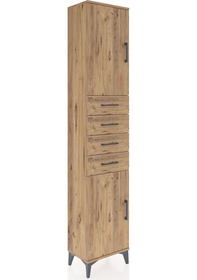 Arges Dolap 3 Raflı 4 Çekmeceli 2 Kapaklı 44x30x221 Çam-çam Çam