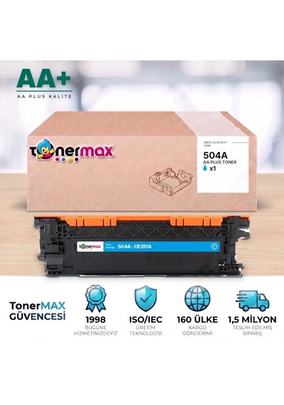 Hp 504a Ce251a Mavi Uyumlu Toner Aa Plus / Color Laserjet Cp3525 / Cm3530
