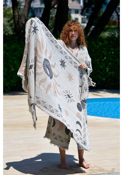 Brandsmiths Grey- Brown Sun Kimono & Pestemal Seti Çok Renkli