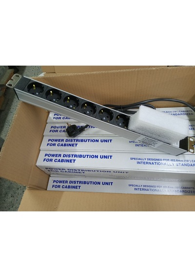 9" 1U 6'lı Schuko Sigortalı Alüminyum Rack Kabin PDU(10 ADET)