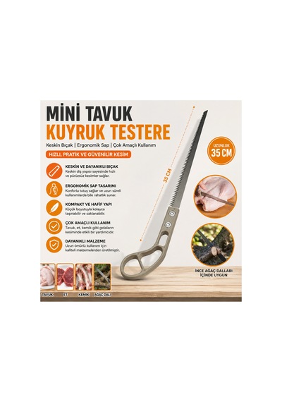 Mini Tavuk Kuyruk Testere 35 Cm Keskin El Testeresi Kemik Et Tavuk Ve İnce Ağaç Dalı Kesme Testeresi - 899502523