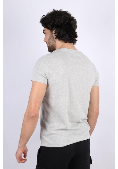 Rich Erkek Nakış Baskılı T-shirt Gri