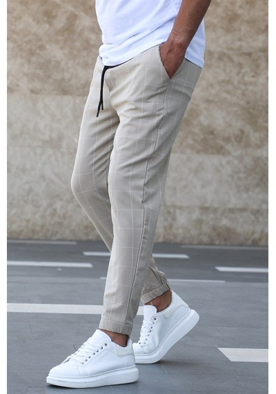 Madmext Madmext Ekoseli Bej Jogger Mad4081-bej Bej