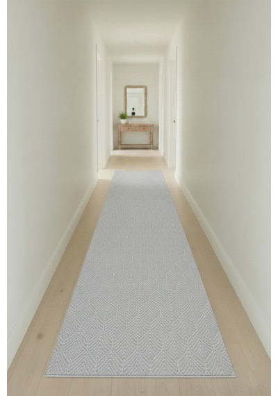Raschel Carpet Yaprak Açık Gri Emboss Premium Seri Yeni Nesil Kaymaz Taban Jel Taban Halı Yolluk Antre Hol Açık Gri