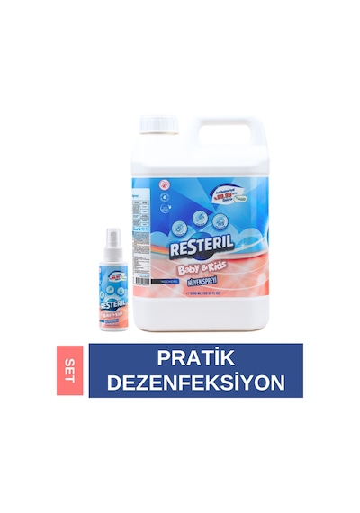 Bebek Dezenfektanı Alkolsüz Bebek Dezenfektan 5 Lt Saf Hipokloröz Baby Kids Oyun Matı Oyuncak Anaokulu Okul Hijyen Spreyi 100ml Set