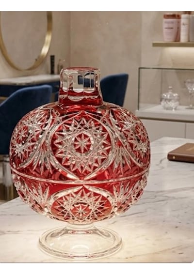 Sıtare769k Dekorlu Kapaklı Ayaklı Lila Şekerlik 2 Parça Sunum & Dekor Seti 14x14x20 270 Cc Beyaz  - Kırmızı
