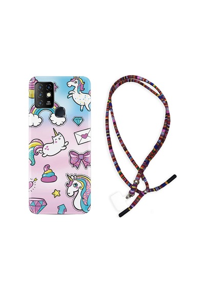Infinix Hot 8 Kılıf Rasta Boyun Askılı Unicorn Mektup 1800
