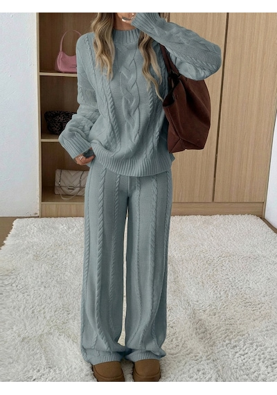 Sayzen Your Shine Saç Örgülü Kazak Pantolon Triko Takim Systkm01 Arduvaz