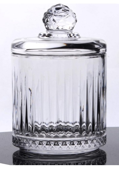 Lexroo Lüx Kristal Büyük Cam Şekerlik & Cam Lokumluk, Kesme Cam Lüx Şekerlik 13cm 7.8cm - 06638 Çok Renkli