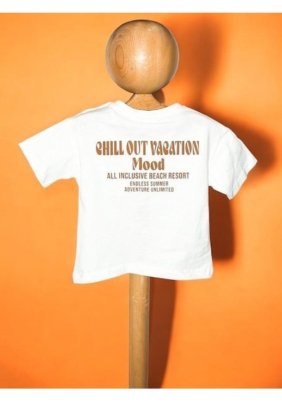 Çikoby Erkek Bebek Chill Out Yazılı Pamuklu T-shirt-15714 Beyaz