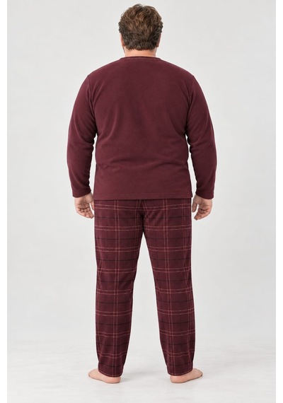 Pemilo Erkek Büyük Beden 6415-4 Microsoft Pijama Takımı Bordo