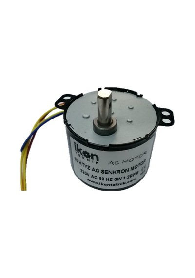 İKON TEKNİK AC SENKRON MOTOR 50 KTYZ 6 Watt 1.2 RPM 220 Volt VİYOL MOTORU - KULUÇKA ÇEVİRME MOTORU