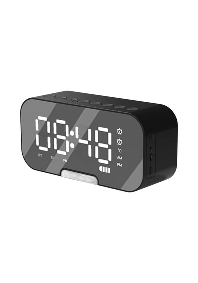 Bluetooth Hoparlör Fm Radyo Led Ayna Ekranlı Dijital Çalar Saat Masa Üstü Alarm Termometre