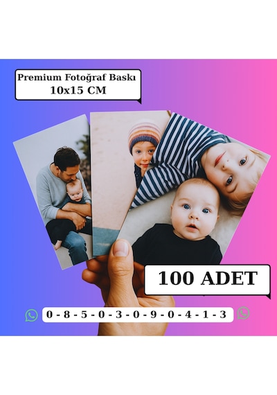 Kişiye Özel Premium Fotoğraf Baskısı 100 Adet 10x15 Cm