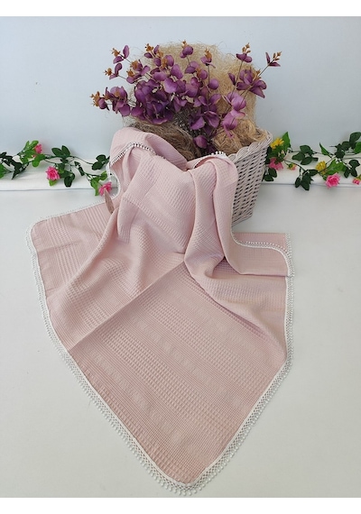 Bebek Battaniyesi Bebek Örtüsü Puset Örtüsü Çok Amaçlı Bebek Pikesi Mevsimlik Hediyelik 80x90 Cm Pudra