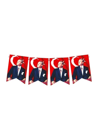 Bayraklı Atatürk Flama Seti. 17Cm X 11Cm - 10'lu