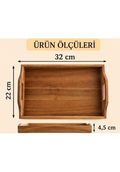22 X 32 Cm Akasya Tepsi - Tekli