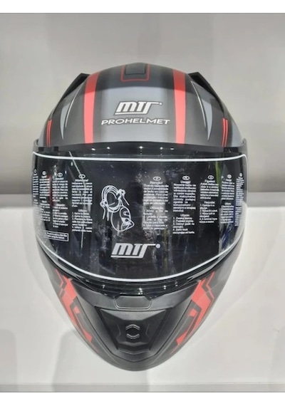 Mts Pro 801 Twılgh Güneş Gözlüklü Motosiklet Kaskı Mat Gri - Kırmızı