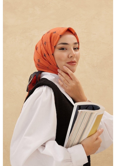 Silk Home Olinda Eşarp - Turuncu Siyah - Turuncu Siyah