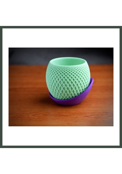 Bezos 3d Baskı Küre Saksı - Kafes Dokulu İki Parçalı Dekoratif Saksı - Mint-mor Nhr Standart 75989896