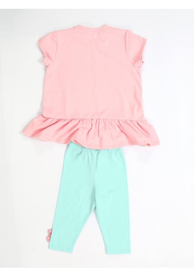 Casabony Bunny Kolları Fırfırlı Tunik + Tayt Takım-pembe Pembe