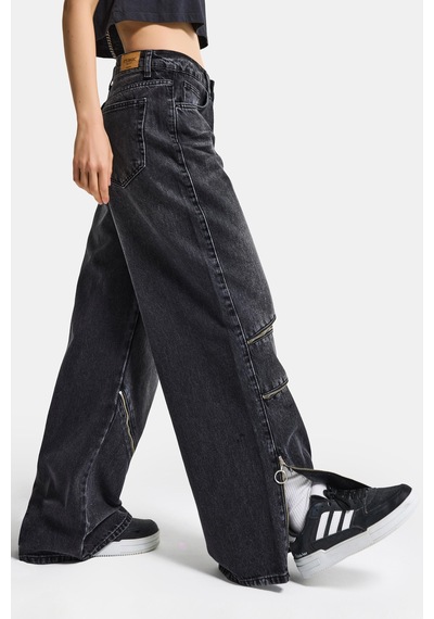 Itsbasic Kadın Koyu Füme 2s6-1 Süper Baggy Fit Fermuar Detaylı Özel Tasarım Denim Jean Itsbasic Kadın Koyu Füme 2s6-1 Süper Baggy Fit Fermuar Detaylı Özel Tasarım Denim Jean