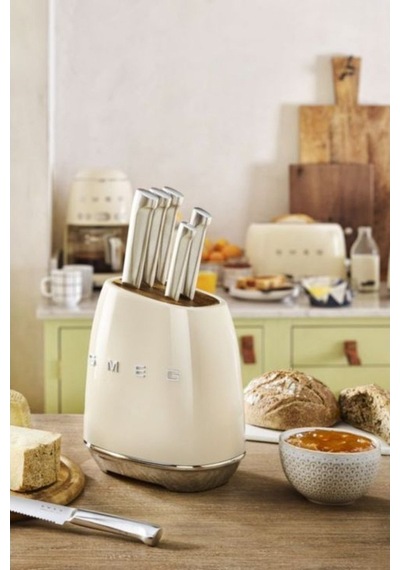 Smeg 50's Style Kbsf02 Krem Standlı Bıçak Seti Krem