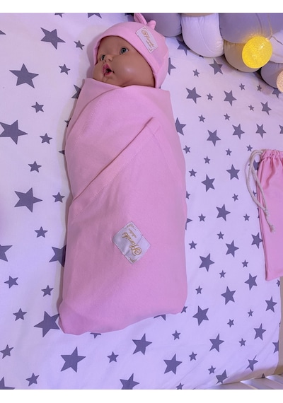 Hamiki Pamuklu Çok Amaçlı Esnek Kundak Bebek Battaniyesi Pembe