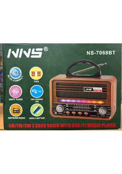Nns Ns-7068bt Bluetooth Usb Nostaljik Şarjlı Radyo