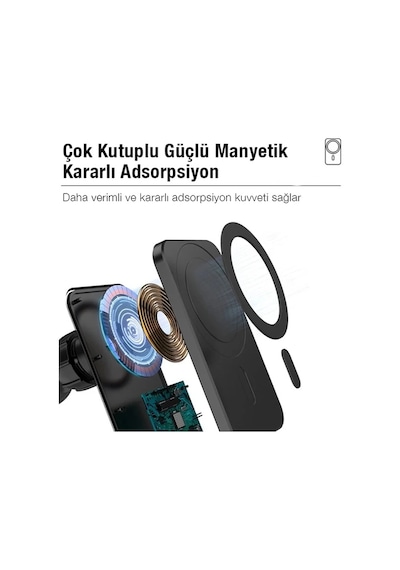 Ally N16 15w Magsafe Uyumlu Araç İçi Telefon Tutucu- 5775 Siyah