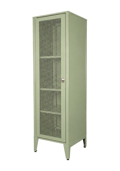 Alfafonet Ziglat Serisi Kilitli Metal Home Office Dolabı %70 Perfore Kapaklı Yeşil Ral 6018 450x1500x450 Mm