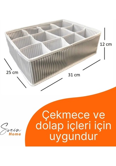 12 Bölmeli Çekmece İçi Düzenleyici Çok Amaçlı Pratik Takı Çorap Kravat Eşarp Gardrop Organizer Kutu Çok Renkli