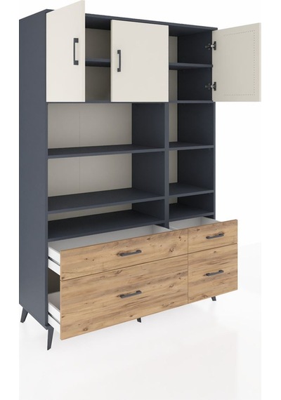 Hyperion Dolap 10 Raflı 4 Çekmeceli 3 Kapaklı 132x44x195 Antrasit-aytaşı/çam Aytası/atlas Çam Hyperion Dolap 10 Raflı 4 Çekmeceli 3 Kapaklı 132x44x195 Antrasit-aytaşı/çam Aytası/atlas Çam