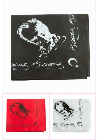 Atatürk İmzalı Desenli Keten Bandana 50 50