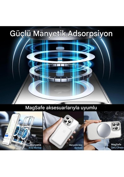 Apple Uyumlu iPhone 16 Pro Şeffaf Magsafe Kılıf Safe Şeffaf