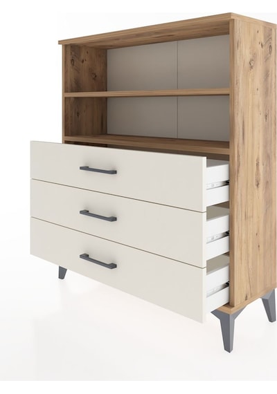 Arges Şifonyer 2 Raflı 3 Çekmeceli 88x30x106 Çam-aytaşı Çam