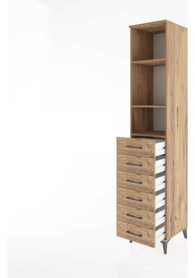 Hyperion Dolap 3 Raflı 6 Çekmeceli 44x44x221 Çam-çam Çam