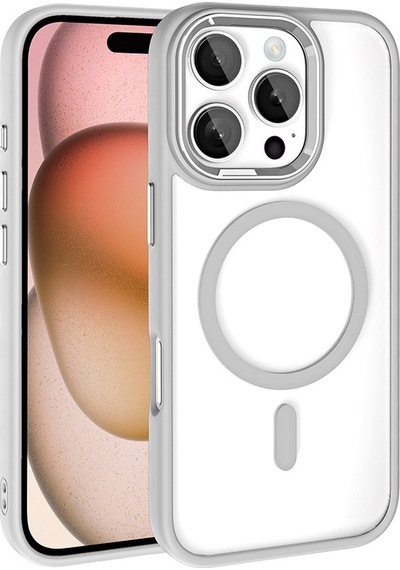 Apple iPhone 16 Pro Max Kılıf Wireless Şarj Özellikli Casen Krom Magsafe Silikon Kılıf