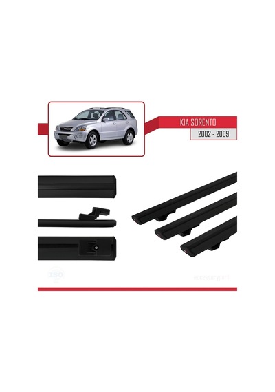 Kia Sorento 2002-2009 Arası İle Uyumlu Basic Model Ara Atkı Tavan Barı Siyah 3 Adet