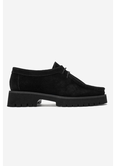 Luvi Shoes Talıa Siyah Süet Hakiki Deri Bağcıklı Kadın Loafer Ayakkabı